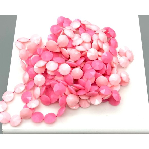 Vintage Shades of Pink Strand Necklace, Lot of 2 Early Plastic Beads, Super Long - Picture 4 of 5